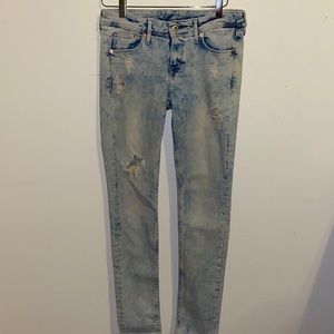 & Denim Acid Wash Skinny Distress Denim